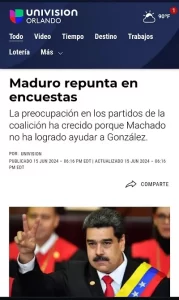 Univisión: Nicolás Maduro repunta en las encuestas de cara al 28J