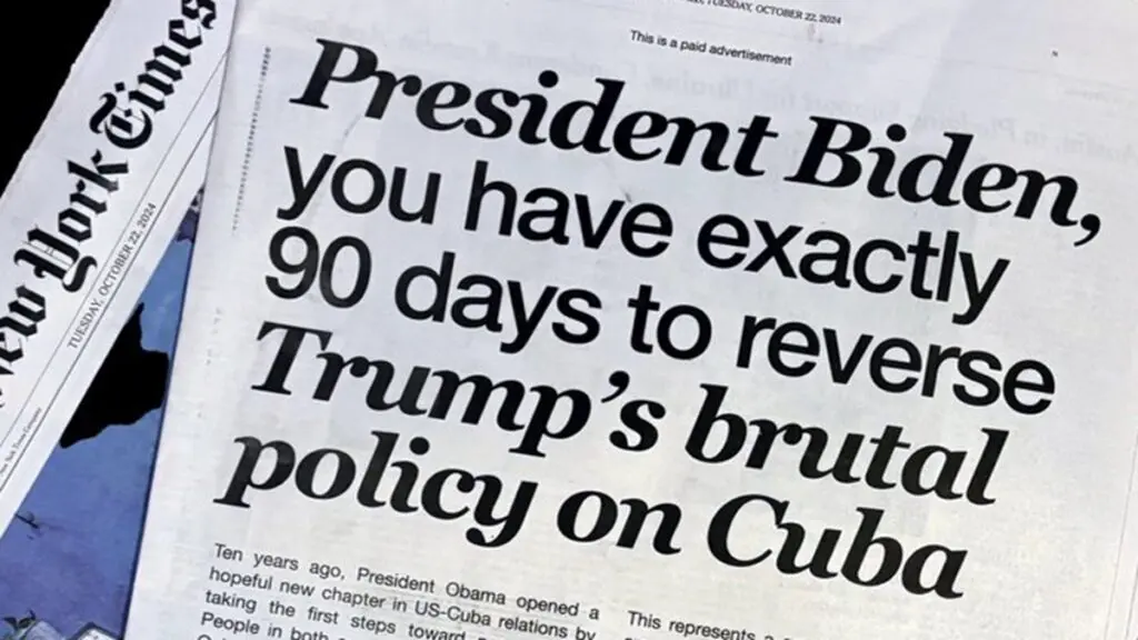 Exigen a Biden revertir sanciones a Cuba en sus últimos 90 días de mandato