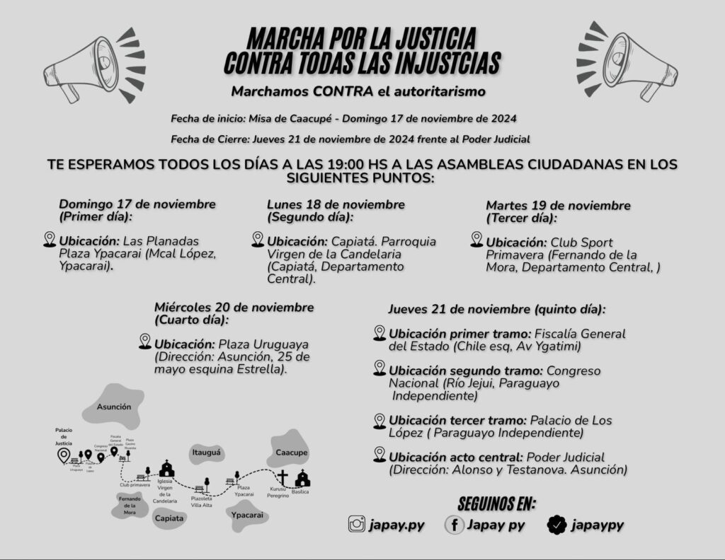 Se inició la “Marcha de la justicia contra todas las injusticias”