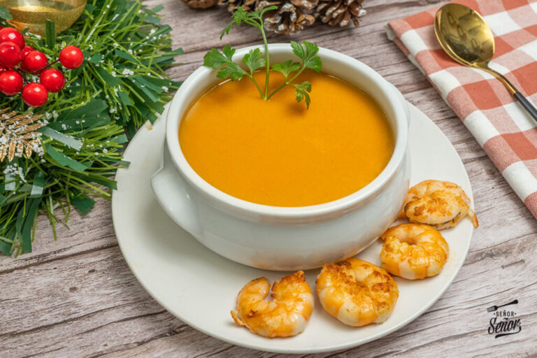 Bisqué de langostinos. Receta para Navidad