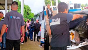 Controles sanitarios en el paso fronterizo Yacyretá que une Argentina con Paraguay