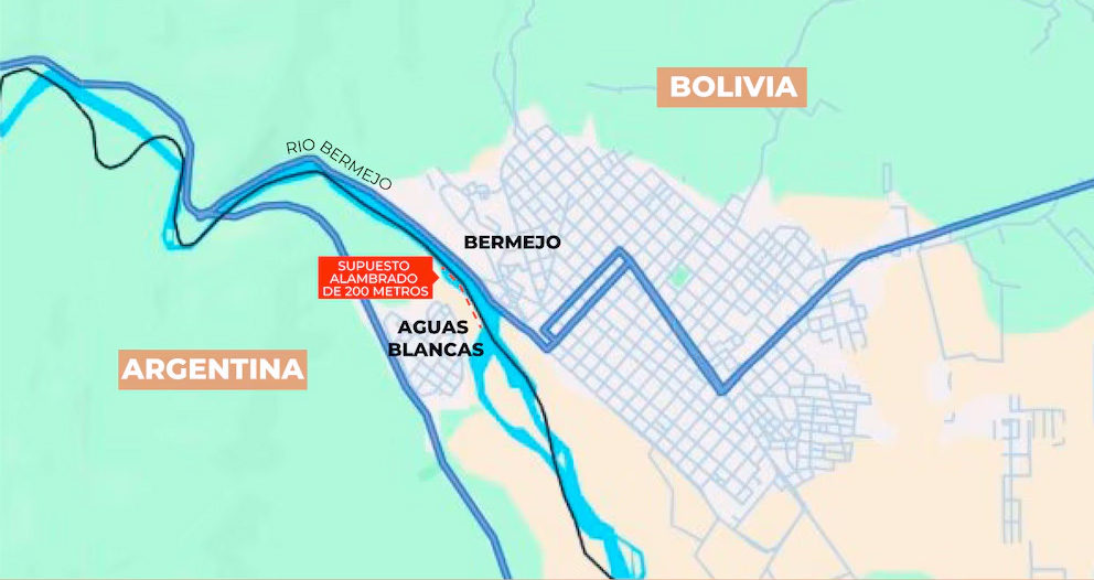 Argentina y Bolivia en tensión por alambrado fronterizo en Aguas Blancas