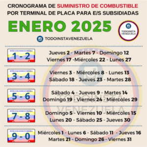 Calendario de Gasolina Subsidiada – Enero 2025