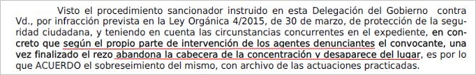 El delegado del Gobierno da marcha atrás y anula la sanción al organizador del Rosario de Ferraz