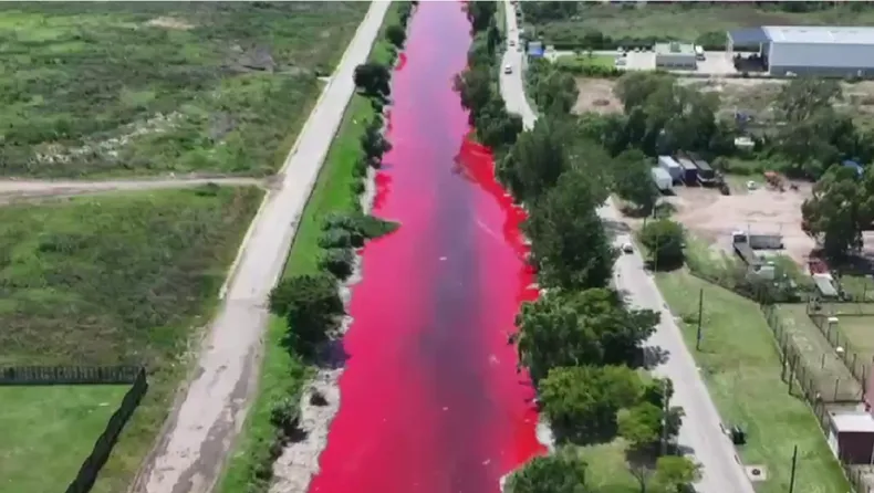 Alerta ambiental en Villa Inflamable: el agua de un arroyo se tiñó de rojo y genera preocupación