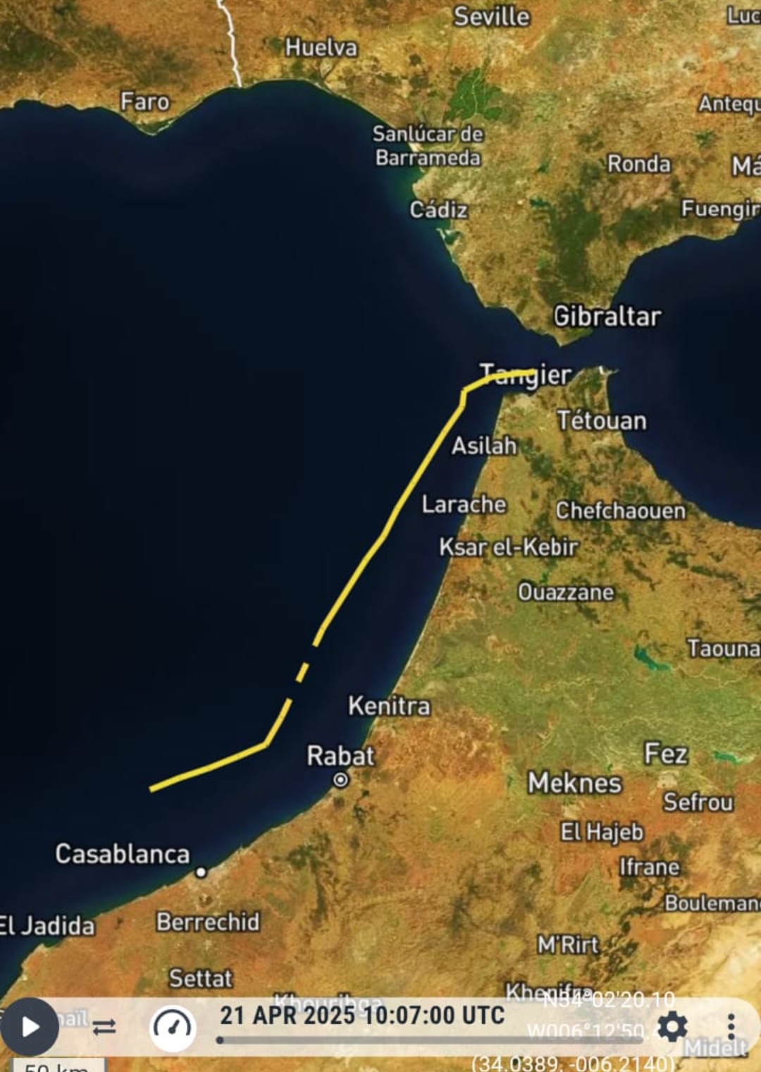 Eladia Isabel atraviesa el Estrecho de Gibraltar rumbo a su destino final: el desguace en Turquía