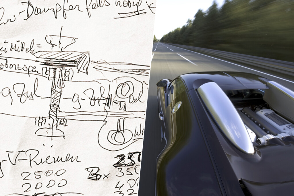 El Bugatti Veyron rompió con todo gracias a un motor brutal. Uno que nació con unos garabatos pintados a 320 km/h