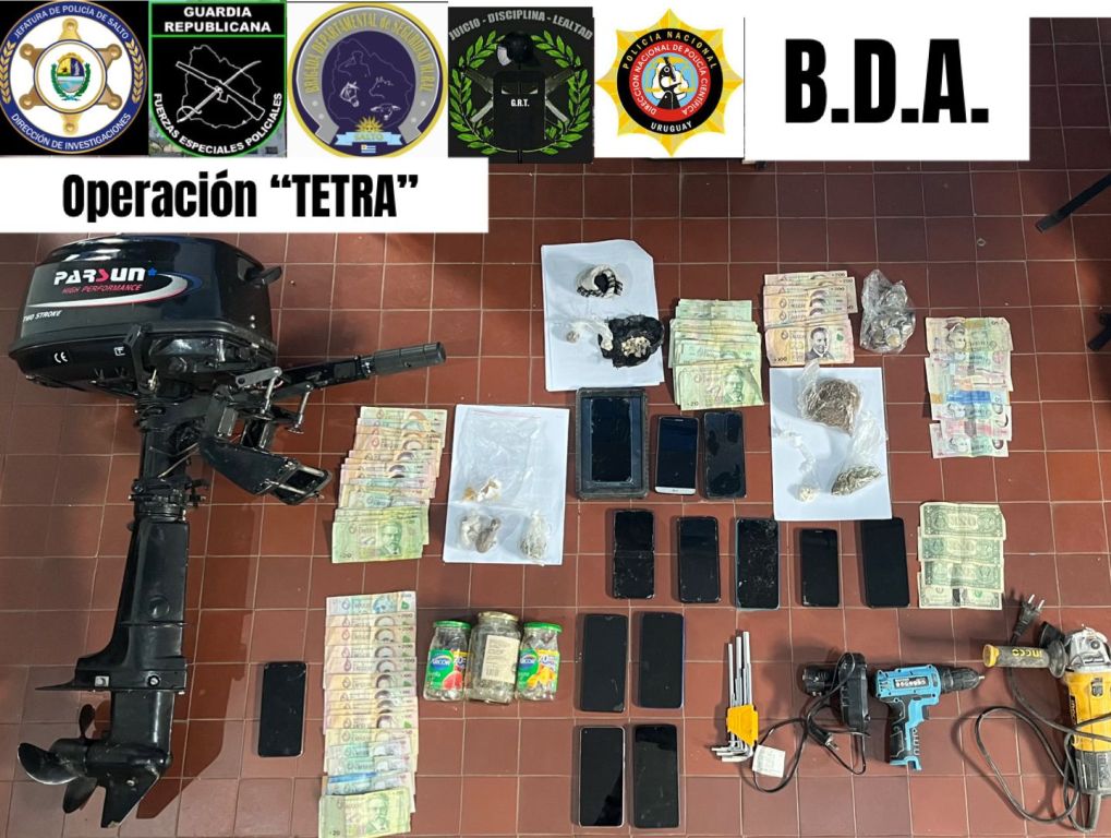 Operación «TETRA» en zona sur de Salto /14 detenidos e importante incautación de drogas y vehículos