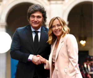 Giorgia Meloni recibió al presidente argentino Javier Milei en Roma
