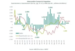 En mayo, el superávit comercial de la Argentina fue más de cuatro veces menor que en 2025