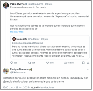 Quirno quiso hacerse el canchero, un ex productor lo refutó y salieron a bardearlo trolls libertarios (que fueron debidamente atendidos)