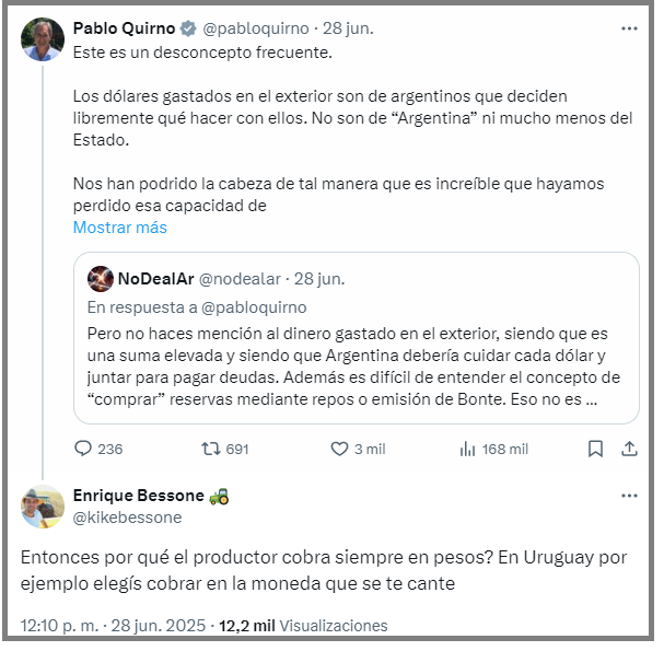 Quirno quiso hacerse el canchero, un ex productor lo refutó y salieron a bardearlo trolls libertarios (que fueron debidamente atendidos)