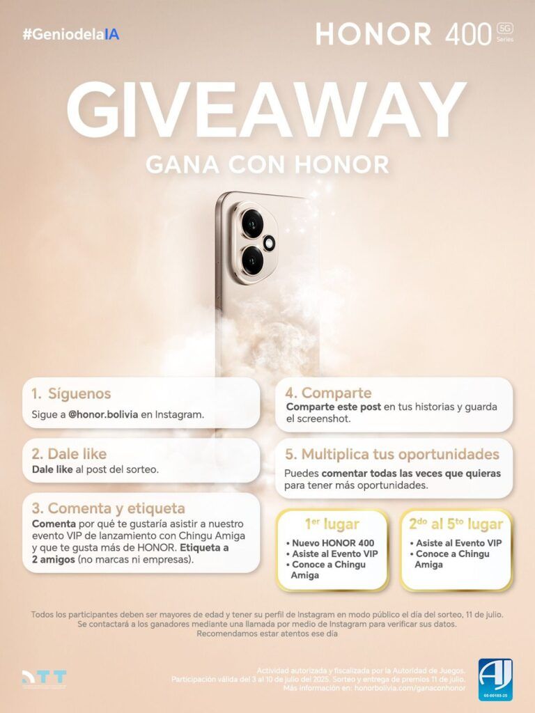 Chinguamiga llega a Bolivia y HONOR lanza concurso para conocerla en persona