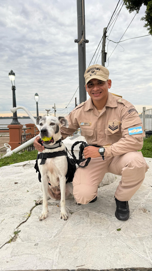 Emotiva despedida a “Mía”, la perra antinarcóticos de Prefectura que se retiró tras 13 años de servicio
