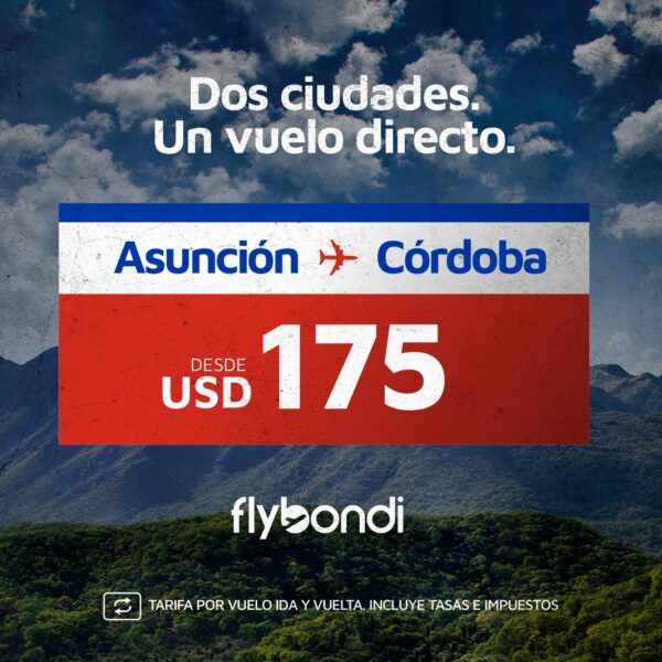Habilitan venta de pasajes para nueva ruta Asunción-Córdova desde USD 175