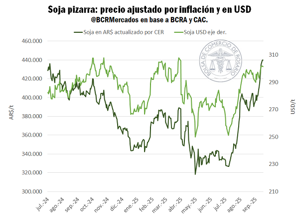 El poder de compra de la soja argentina registró el nivel más elevado del último año