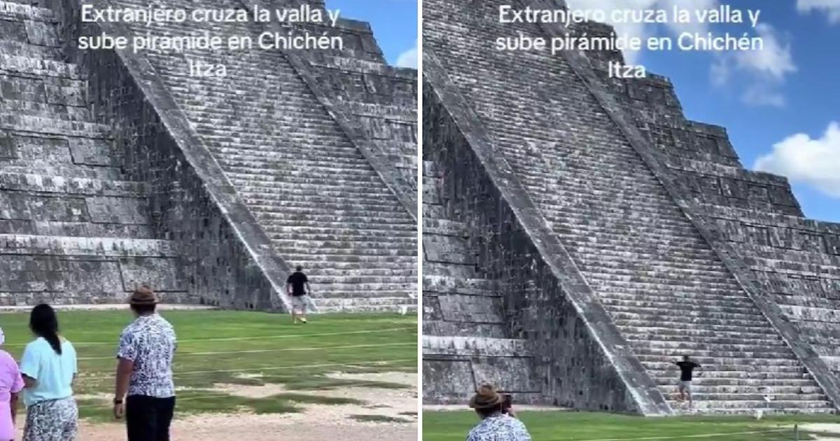 Nuevo incidente en Chichén Itzá: un turista intenta subir la pirámide de Kukulcán