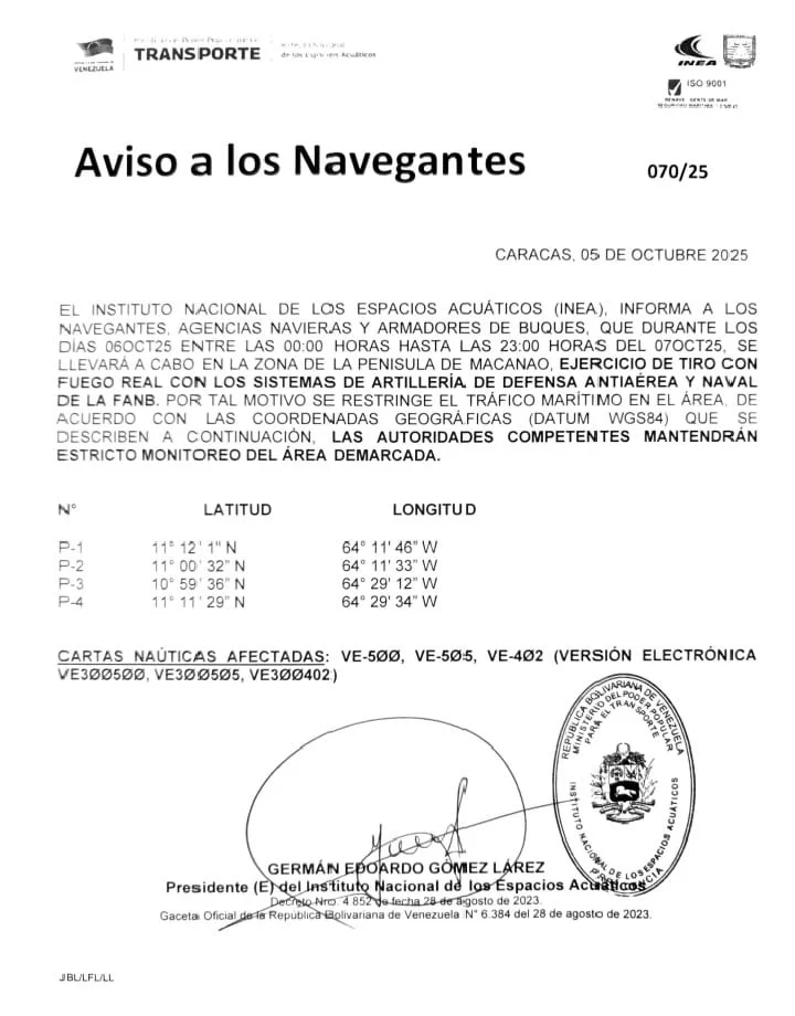 ¡Atención! Anuncian ejercicios militares en Macanao y Los Frailes