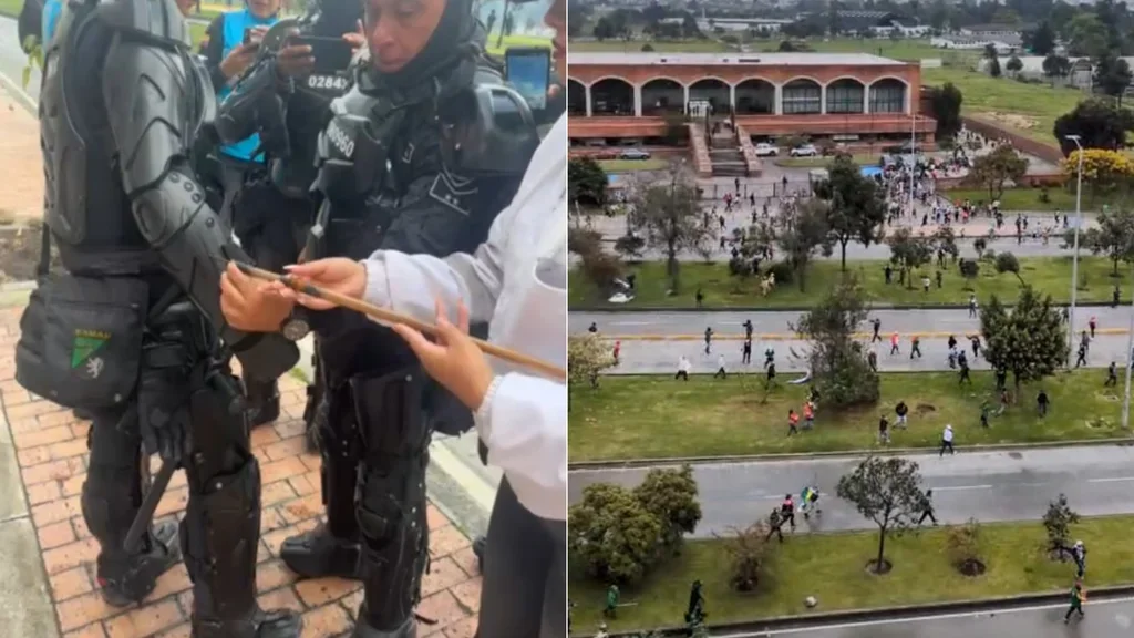 Bogotá: Policías resultan heridos con flechas en medio de manifestaciones