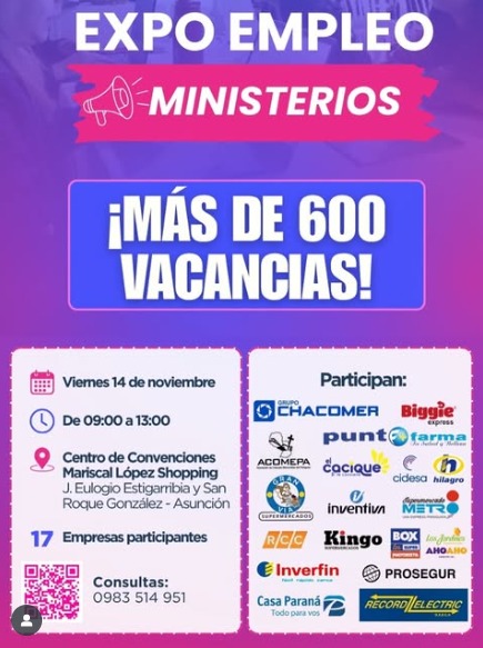 Expo Empleo Ministerios: Más de 600 vacancias disponibles en Asunción