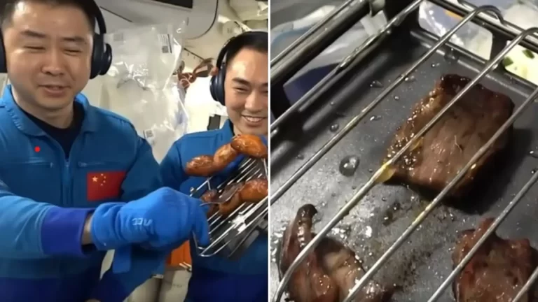 Astronautas chinos celebran la primera barbacoa en el espacio