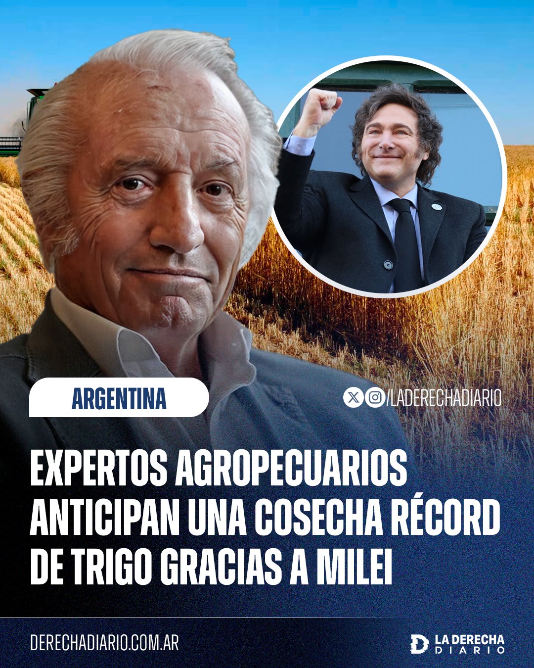 Comedia de enredos: Aseguran que Milei es el responsable de la cosecha récord de trigo con un argumento tan insólito como ridículo