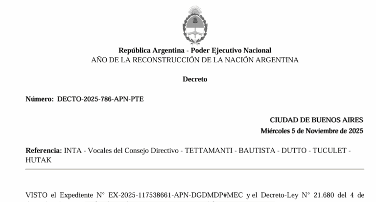 Ahora no quedan excusas para no sesionar: Luego de tres meses, Milei oficializó a cinco directores del INTA y debería ponerse a trabajar el principal órgano de conducción de ese organismo