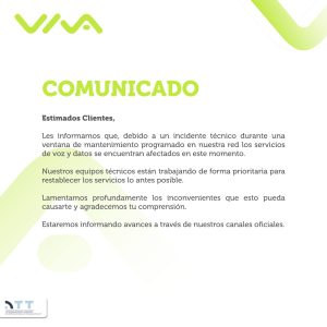Viva atribuye la caída de su red a un incidente técnico durante mantenimiento
