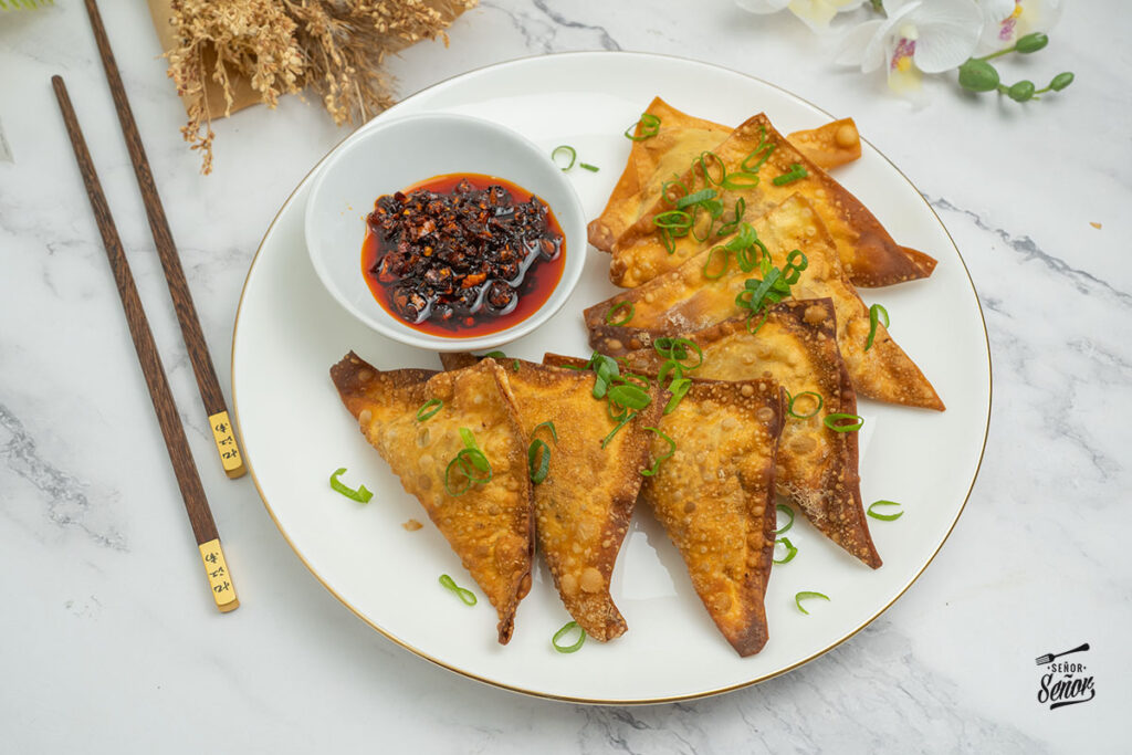 Wan tun frito. Receta tradicional asiática