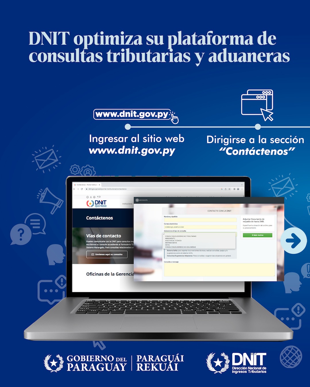 DNIT canalizó más de 48.000 consultas y reclamos a través de la herramienta “Contáctenos”