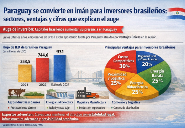 Paraguay se convierte en imán para inversores brasileños: sectores, ventajas y cifras que explican el auge