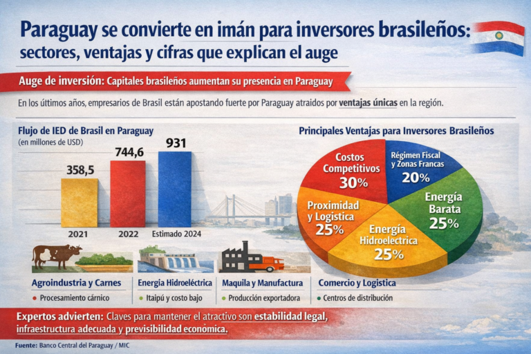 Paraguay se convierte en imán para inversores brasileños: sectores, ventajas y cifras que explican el auge