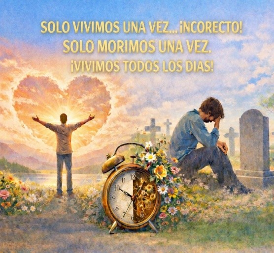 “SOLO VIVIMOS UNA VEZ… ¡INCORRECTO! SOLO MORIMOS UNA VEZ. ¡VIVIMOS TODOS LOS DÍAS!”