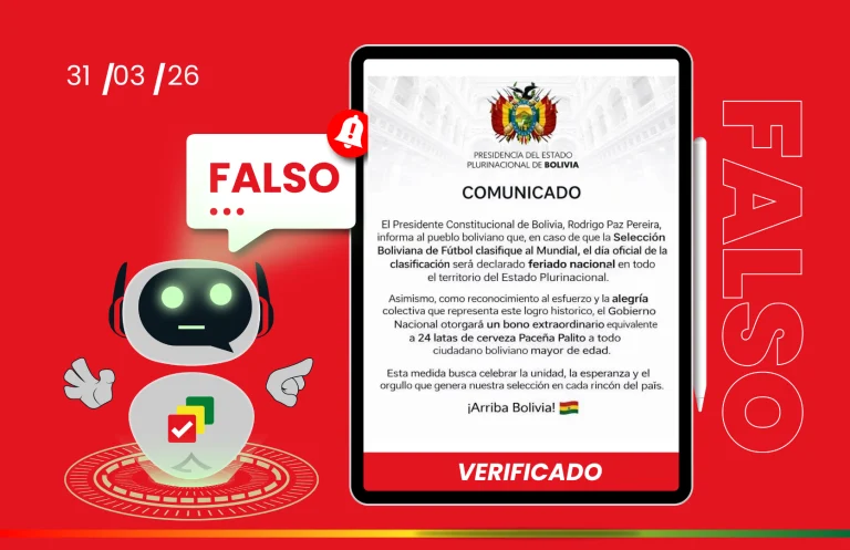 Este comunicado de un posible feriado si gana Bolivia es falso
