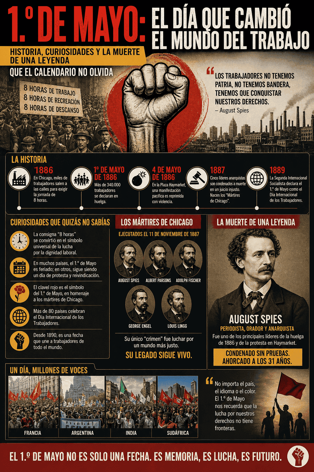 1.º de Mayo: el día que cambió el mundo del trabajo — historia, curiosidades y la muerte de una leyenda que el calendario no olvida