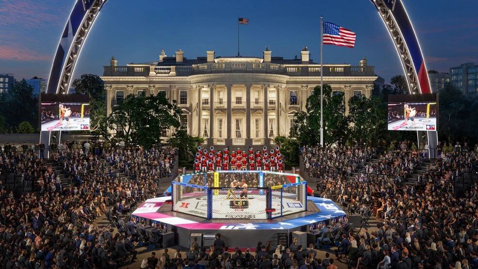 La Casa Blanca levanta un estadio temporal para una velada de UFC por el cumpleaños de Donald Trump