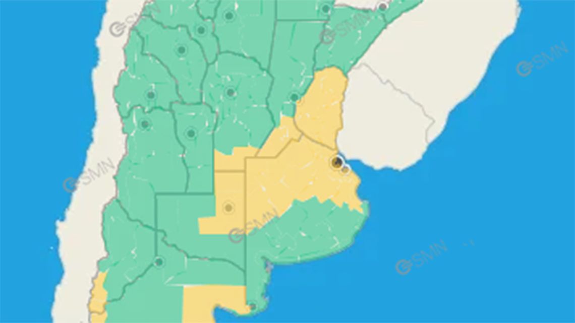 Alerta amarilla por fuertes tormentas en Buenos Aires, Santa Fe, Córdoba y más regiones del centro-sur de Argentina Alerta amarilla por fuertes tormentas en Buenos Aires, Santa Fe, Córdoba y más regiones del centro-sur de Argentina