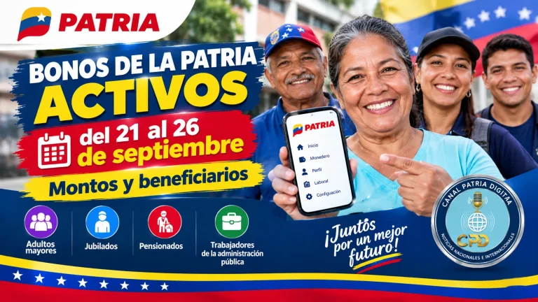 Bonos de la Patria activos del 21 al 26 de septiembre: Montos y beneficiarios