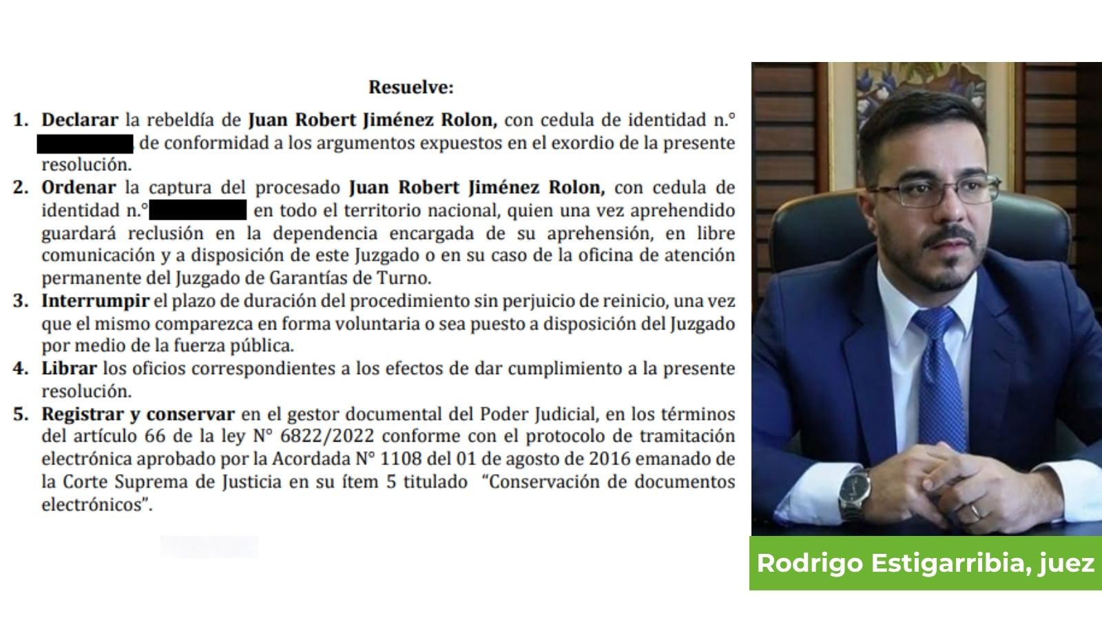 Caso Hugo Javier: declaran rebeldía y ordenan captura de Juan Robert Jiménez Rolón tras faltar a audiencia Caso Hugo Javier: declaran rebeldía y ordenan captura de Juan Robert Jiménez Rolón tras faltar a audiencia