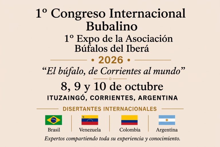 Congreso Internacional Bubalino y 1° Expo de la Asociación Búfalos del Iberá se realizarán en Ituzaingó, Corrientes