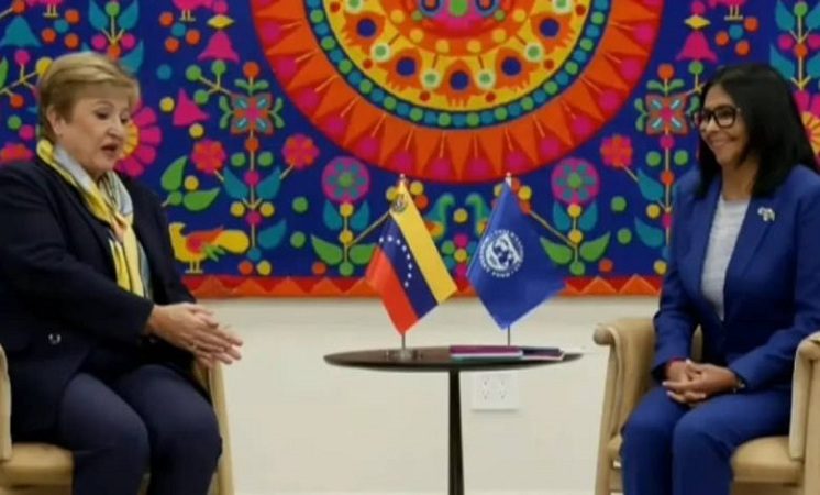 Delcy Rodríguez se reúne con la directora del FMI en Nueva York