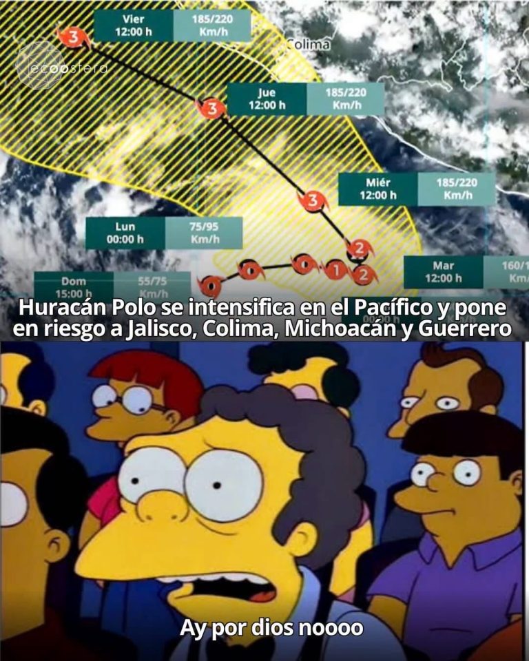 Huracán Polo amenaza el Pacífico: vientos de 90 km/h y olas de 4 metros