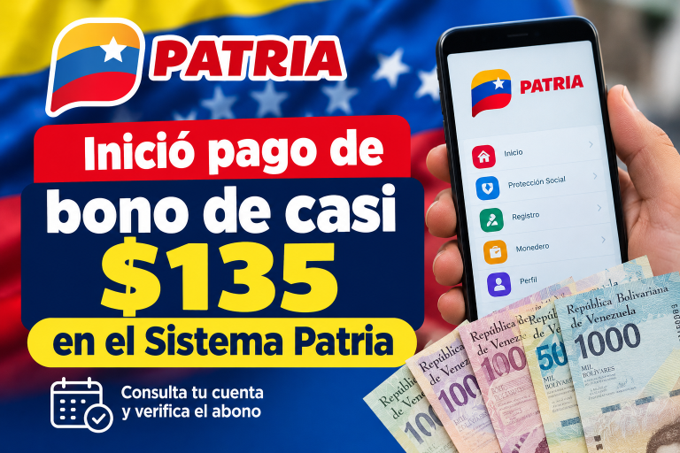 Inició pago de bono de casi 5 en el Sistema Patria