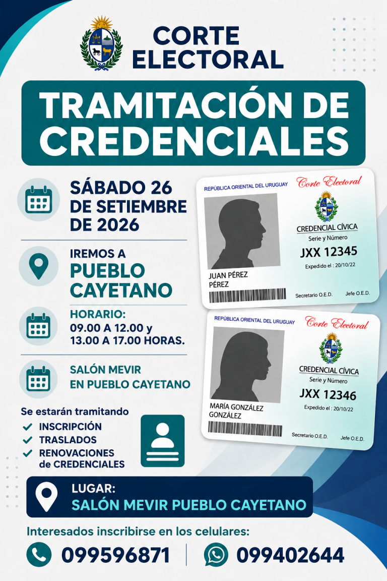 Oficina Inscriptora Móvil atenderá este sábado en Pueblo Cayetano