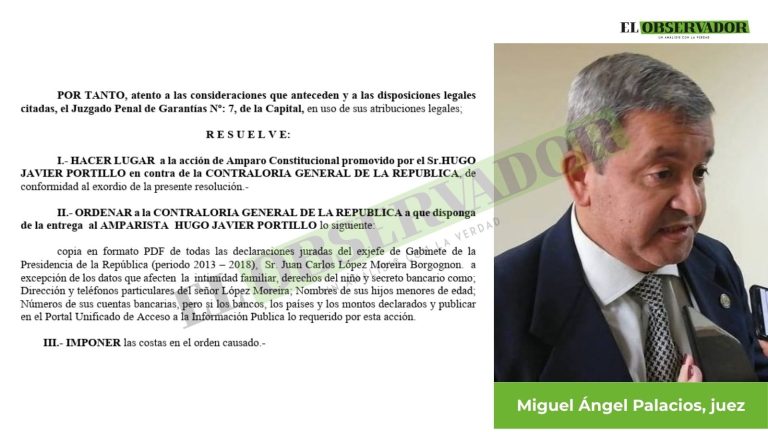 Ordenan a la Contraloría entregar declaraciones juradas de exjefe de Gabinete de Cartes