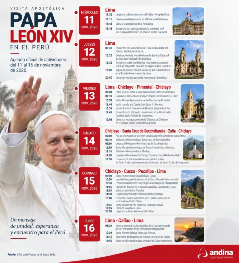 Perú — Papa León XIV en el Perú: conoce su agenda oficial